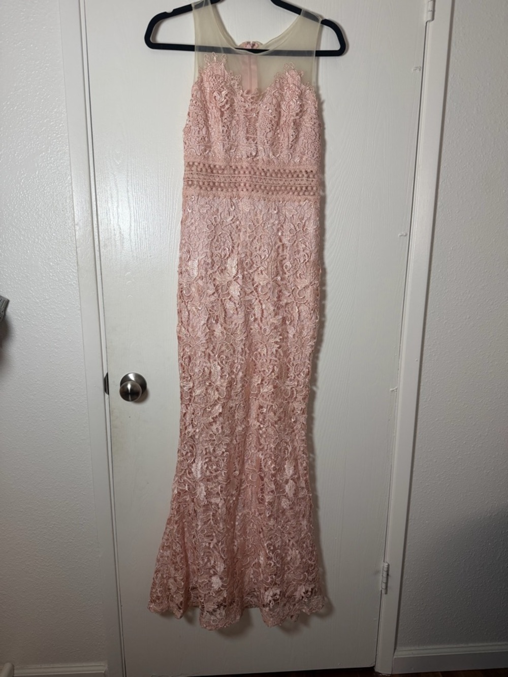 Lace Evening Gown - Mermaid style in Blush Pink